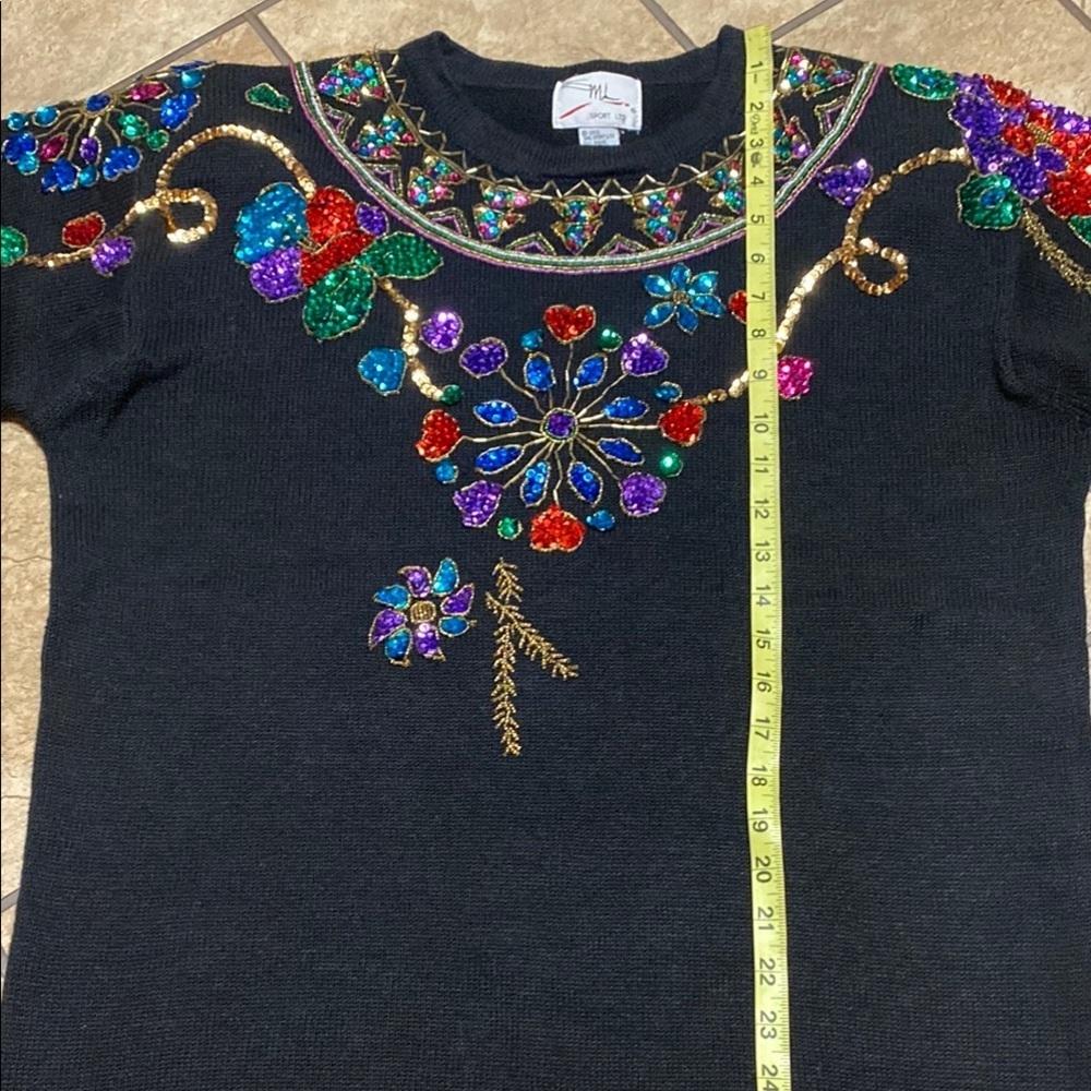 Y2K SML Sport LTD Black and Red Sweater with Vibrant Embellishments Fairy Goth - Picture 5 of 11